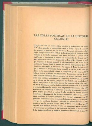 Las ideas políticas en la historia colonial