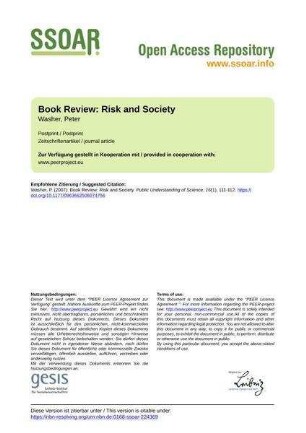 Book Review: Risk and Society
