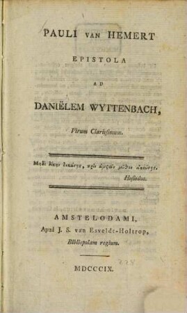 Epistola ad Danielem Wijtenbach