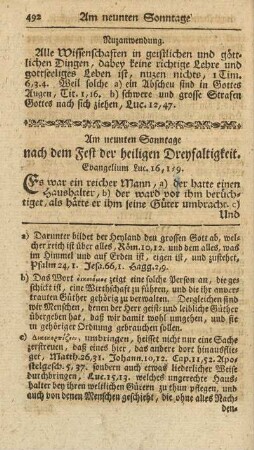 Am neunten Sonntage nach dem Fest der heiligen Dreyfaltigkeit