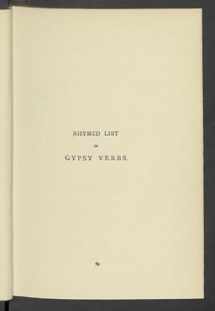 Rhymed List Of Gypsy Verbs