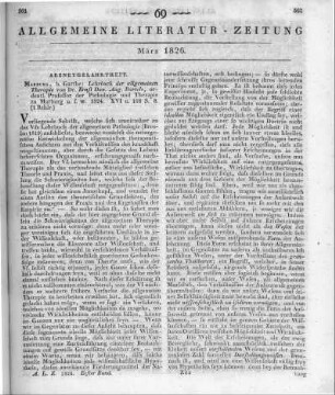 Bartels, E. D. A.: Lehrbuch der allgemeinen Therapie. Marburg: Garthe 1824