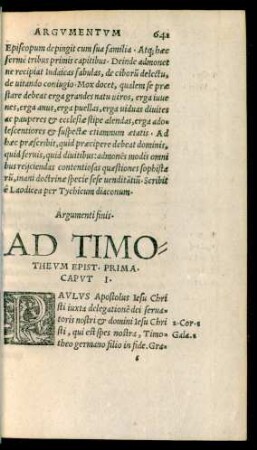 Ad Timotheum Epist. Prima.