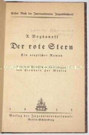 Utopischer Roman von A. Bogdanoff in deutscher Übersetzung