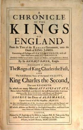 A Chronicle of the Kings of England