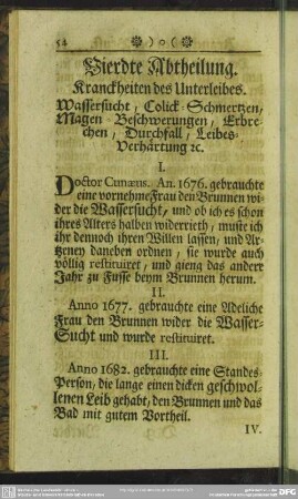 Vierdte Abtheilung. Kranckheiten des Unterleibes