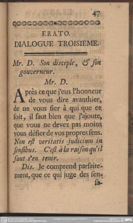 Erato. Dialogue Troisieme