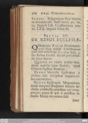 Sectio III. De Rebus Ecclesiae.