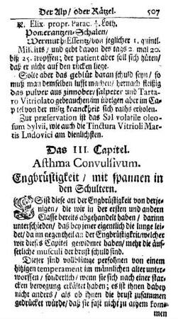 Das III. Capitel. Asthma Convulsivum. Engbrüstigkeit/ mit spannen in den Schultern.