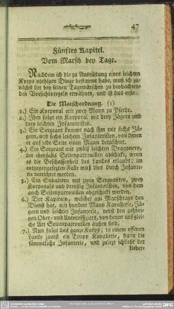 Fünftes Kapitel. Vom Marsch bey Tage