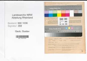 Entnazifizierung Gustav Geck , geb. 23.07.1896 (Bergrat)