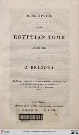 Description of the Egyptian Tomb