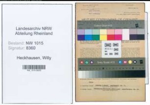 Entnazifizierung Willy Heckhausen , geb. 28.11.1906 (Monteur)