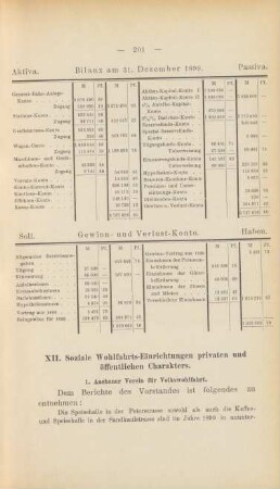 XII. Soziale Wohlfahrts-Einrichtungen privaten und öffentlichen Charakters.