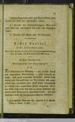 Erstes Kapitel. Erste Lebensperiode