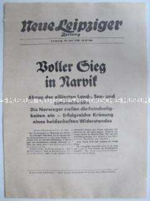 Extrablatt der "Neuen Leipziger Zeitung" zum Abzug der britischen Kriegsflotte aus dem Raum Narvik