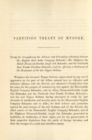 Partition treaty of Mysore