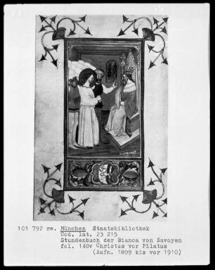 Stundenbuch der Bianca von Savoyen — Bildseite mit zwei Miniaturen, Folio 148 verso