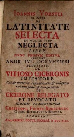 De Latinitate selecta et vulgo fere neglecta liber