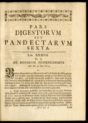 Pars Digestorum Seu Pandectarum Sexta