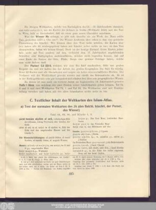 C. Textlicher Inhalt der Weltkarten des Islam-Atlas.
