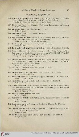 b) Bronze, Kupfer etc (Nr. 736 - 888)