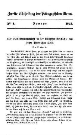 Der Elementarunterricht in der biblischen Geschichte seiner ästhetischen Seite : (Fortsetzung folgt)