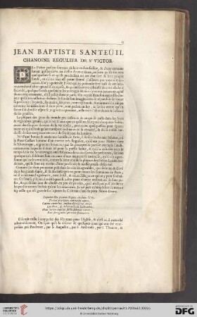Jean Baptistre Santeüil chanoine regulier de St Victor