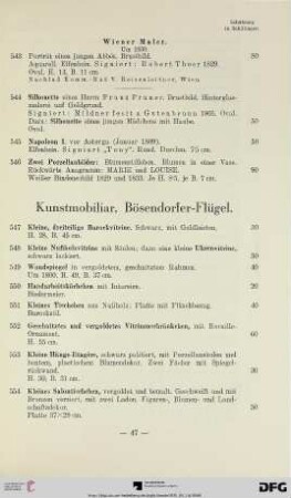 Kunstmobiliar, Bösendorfer-Flügel (Nr. 547-615)