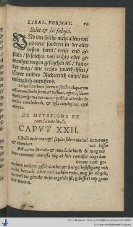 Caput XXII. De Mutatione et emendatione libelli.