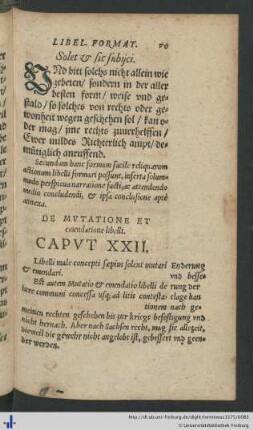 Caput XXII. De Mutatione et emendatione libelli.