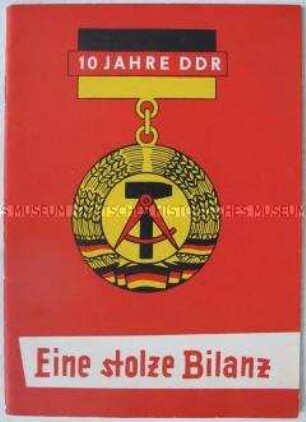 Festschrift zum 10. Jahrestag der DDR-Gründung, mit Informationen über Leistungen des FDGB