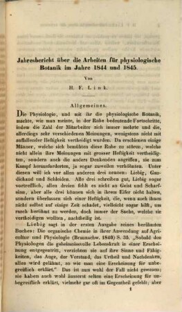 Jahresbericht über die Arbeiten für physiologische Botanik : im Jahre ... 1844/45 (1846)