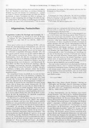 718-719 [Rezension] Küng, Hans, Projekt Weltethos