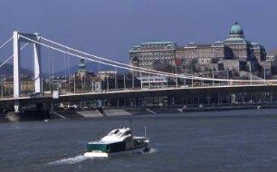 Budapest - Elisabethbrücke : Elisabethbrücke und Burgberg. Aufgenommen in Budapest 2001