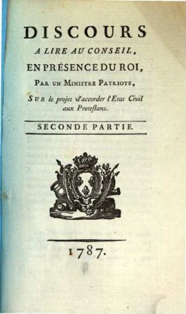 Discours A Lire Au Conseil, En Présence Du Roi, 2