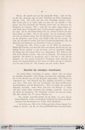 Neuwahl des ständigen Auschusses