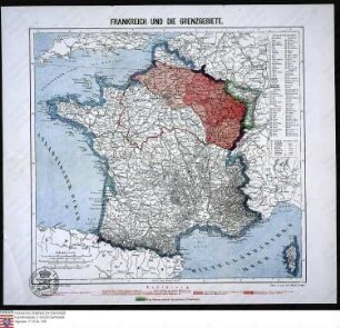 Karte von Frankreichs sowie der angrenzenden Gebiete
