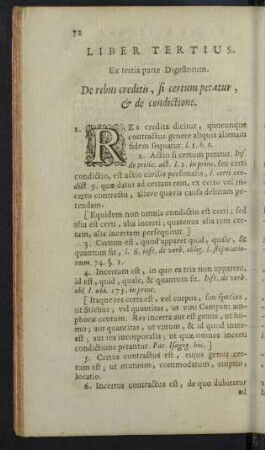 Liber tertius. Ex tertia parte Digestorum. De rebus creditis, si certum petatur, ...