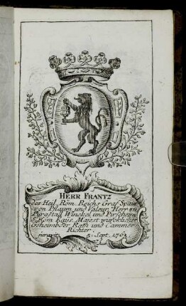 Herr Frantz[...] - Herr Ioh. Arnold Henrich Ioseph Cramer von Clauspruch,[...]