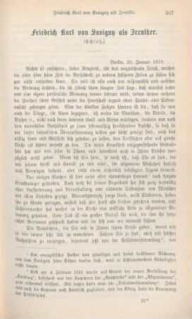 307-322 Friedrich Karl von Savigny als Ireniker : Schluß