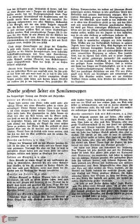 N.F. 15.1935: Goethe zeichnet Zelter ein Familienwappen : ein kurzweiliger Auszug aus Briefen und Gesprächen