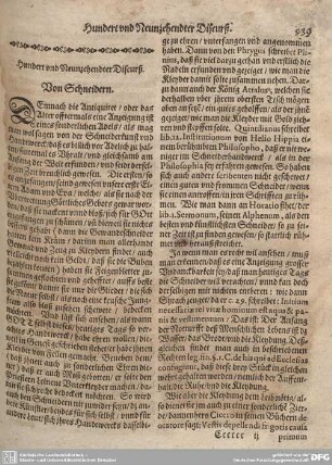 Hundert und Neunzehendter Discurß. Von Schneidern.
