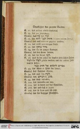 Druckfehler des zweyten Bandes