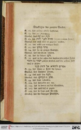 Druckfehler des zweyten Bandes