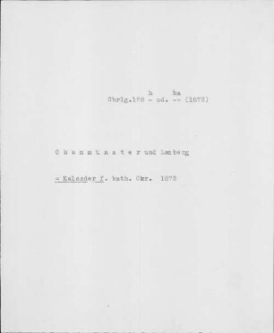 Alter Realkatalog (1501-1952), Teil Bayern, Chammünster. Chammünster - BSB Cbm Cat. 805(1 b Chammünster