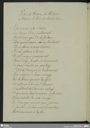 Vers de Mons: de Voltaire