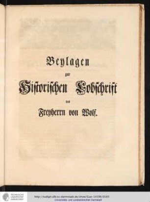 Beilagen zur Historischen Lobschrift