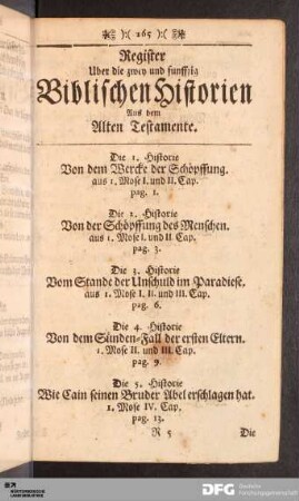 Register Uber die zwey und funffzig Biblischen Historien Aus dem Alten Testamente.