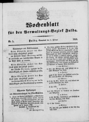 Nr. 5, Ausgabe vom 2. Februar 1850